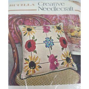 Bucilla Crewel Embroidery Kit Floral Trellis Decorator Pillow, Creative Needlecr